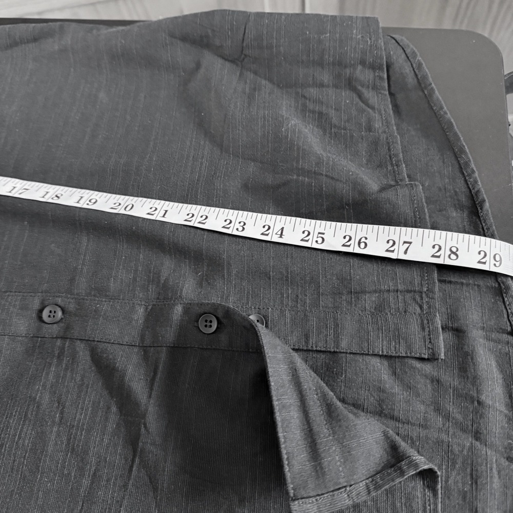 NEW Women Size XLarge Black 100% Cotton Linen-Like Short Sleeve Button Shirt - Picture 8 of 10